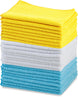 Amazon Basics Microfiber Cleaning Cloths, Non-Abrasive, Reusable and Washable - Pack of 24, 30X41Cm, Blue, White and Yellow