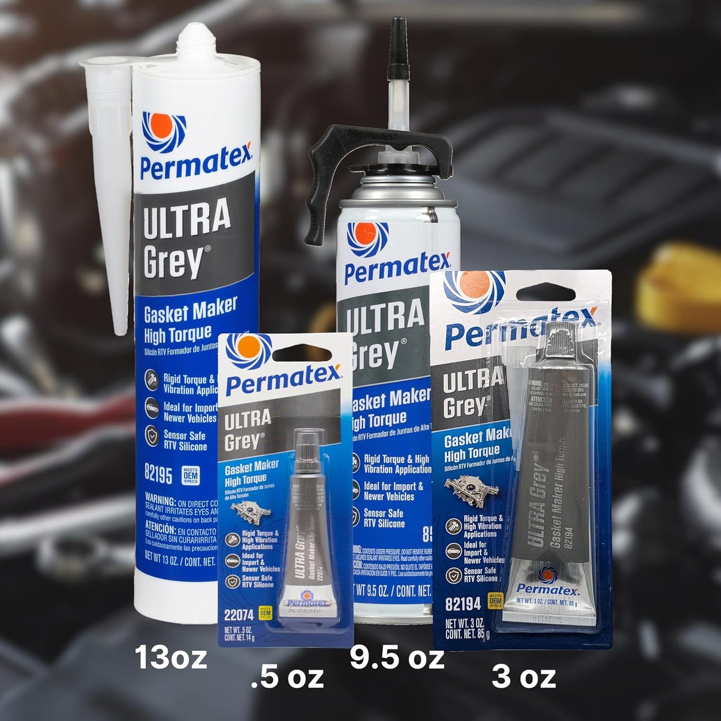 Permatex 22074 Ultra Grey Rigid High-Torque RTV Silicone Gasket Maker, 0.5 Oz.