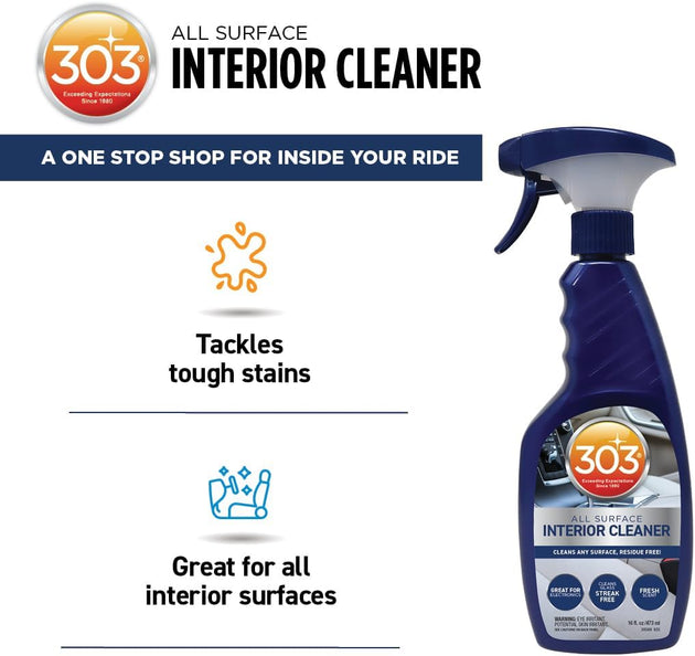 303® Car Interior Cleaner Spray, Interior Car Cleaner - Safely Cleans Any Surface, Residue Free - Safe for Use on Touchless Touch Screens, Including LCD - Cleans Glass Streak Free, (30588) 473 Ml