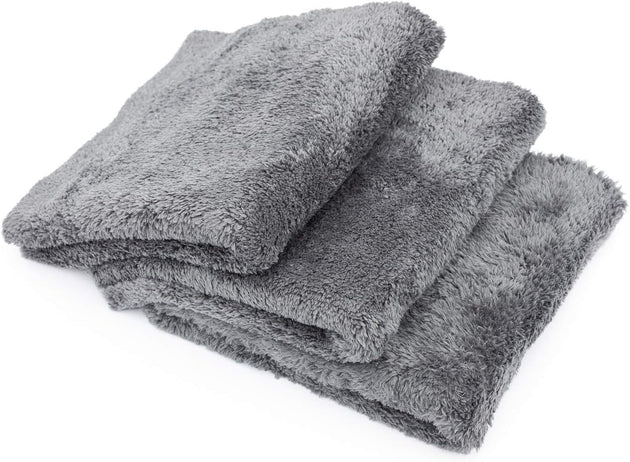 THE RAG COMPANY Eagle EDGELESS Professional Korean 70/30 Super Plush Microfiber Detailing Towels 16 X 16 Inch (Pack of 3) Dark Grey 600Gsm
