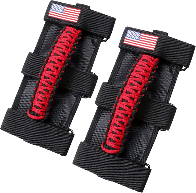 Jeep Wrangler Grab Handles, Red, 2 Pack - Upgrade Metal Buckle, Waterproof, Sturdy, Easy to Install