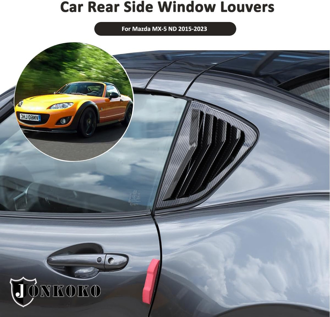 Car Rear Side Window Louvers for Mazda MX-5 ND 2015-2023 Triangular Window Glass Blinds Exterior Accessories (Only Fit Hardtop Version) (Carbon Fiber)