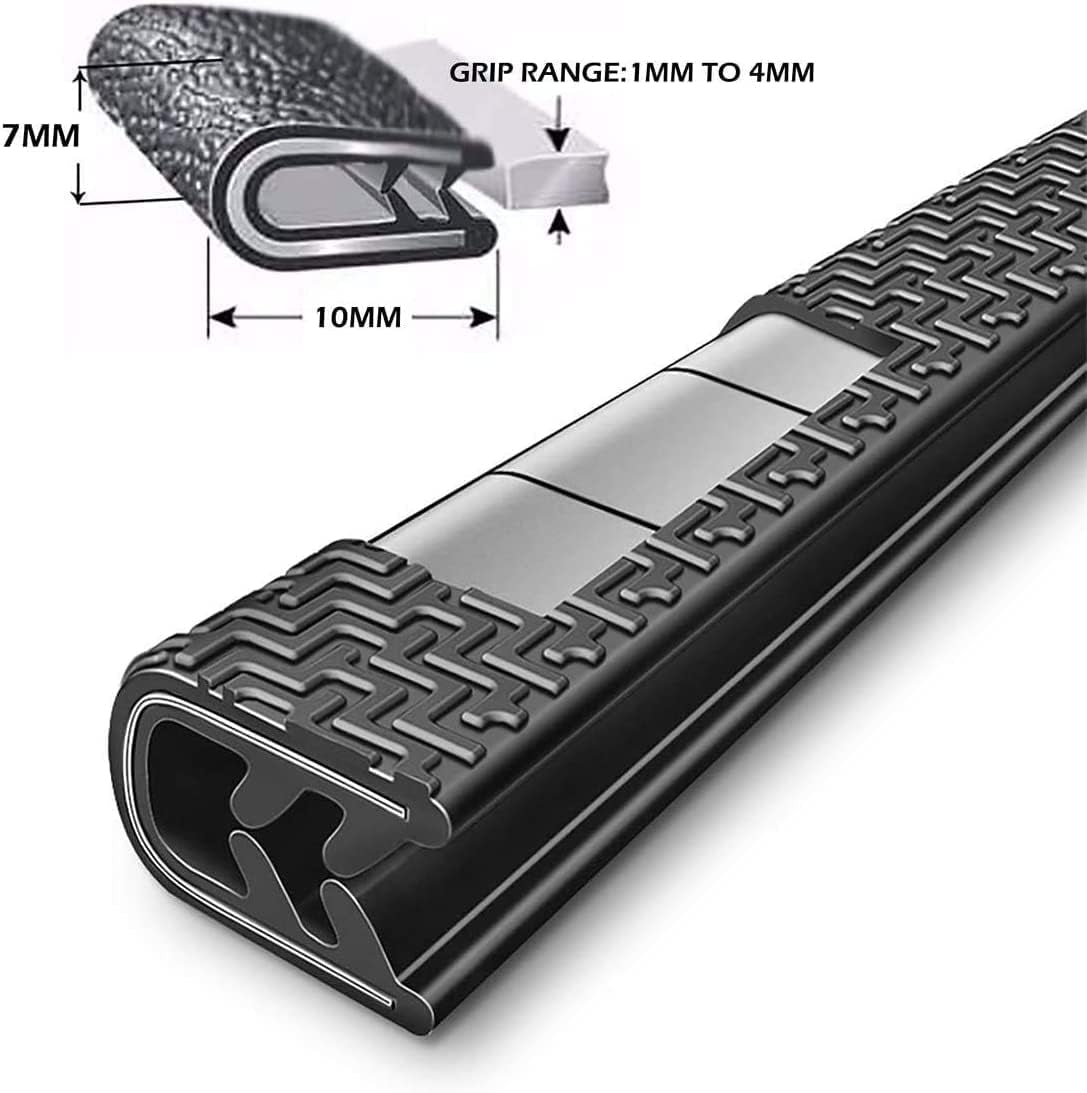 66Ft (20.2M) Long Car Door Edge Guards, U Shape Edge Trim Seal Protector, Anti-Collision Clips Fit for Most Cars | Black |