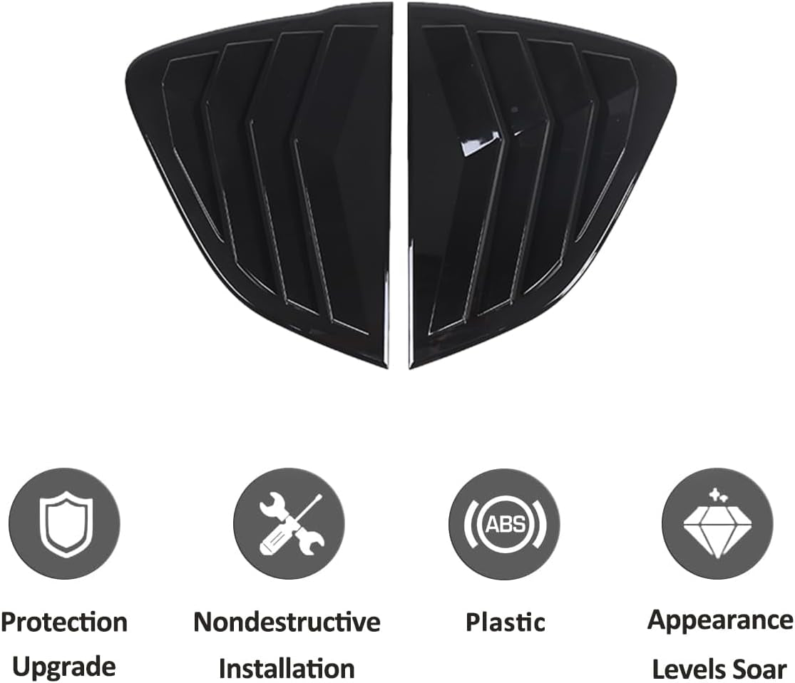 Car Rear Side Window Louvers for Mazda MX-5 ND 2015-2023 Triangular Window Glass Blinds Exterior Accessories (Only Fit Hardtop Version) (Gloss Black)