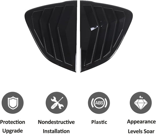 Car Rear Side Window Louvers for Mazda MX-5 ND 2015-2023 Triangular Window Glass Blinds Exterior Accessories (Only Fit Hardtop Version) (Gloss Black)