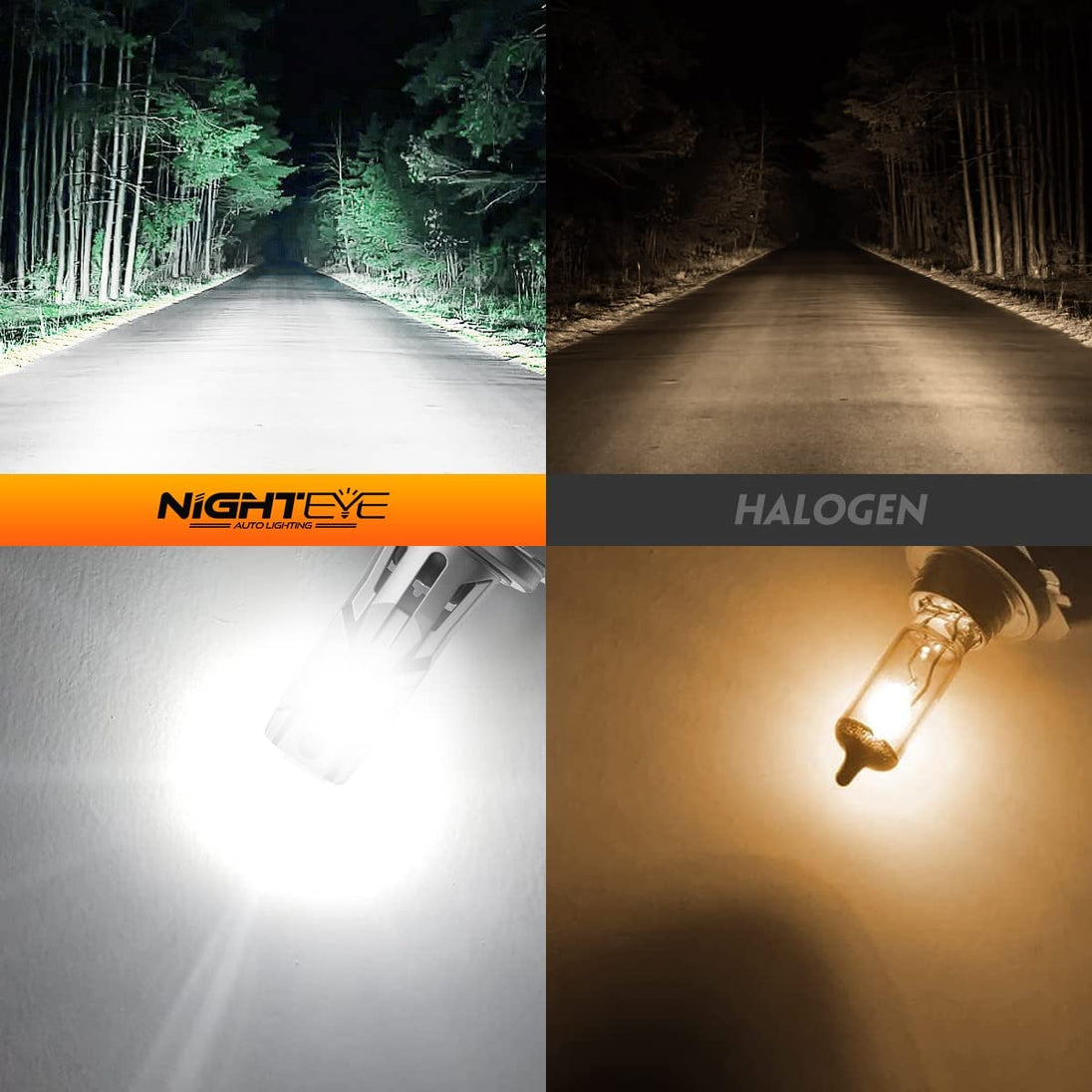 NIGHTEYE H7 LED Bulbs, 12000 Lumens 600% Brighter 6500K Cool White, 1:1 Size No Adapter Required H7 LED Light Bulbs, Plug-N-Play Halogen Replacement H7 Bulbs, Pack of 2