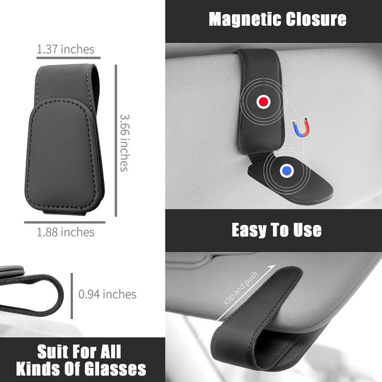 Car Accessories Interior, 4 Pack Car Accessories Include 1 Car Tissue Holder, 1 Car Sunglasses Holder, 2 Car Seat Headrest Hook, Christmas Automotive Car Essentials for Car Sun Visor （Black）