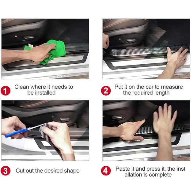 1Pc Car Door Sill Protector Bumper Protector Carbon Fiber Car Wrap Film 5D Automotive Wrap Film Self-Adhesive Anti-Collision Film,Car Door Edge Entry Guards,5D Carbon Fiber Protector Tape,10Cmx3M