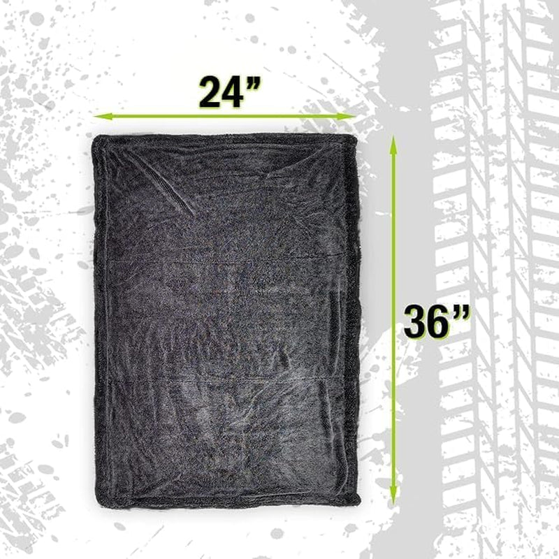 Exoforma Mega Drying Towel - Large Premium Microfiber Car Drying Towel - 24"X36" 1200 GSM Double Twist Pile, Edgeless Design for No Scratches, Dries Your Entire Vehicle by Itself