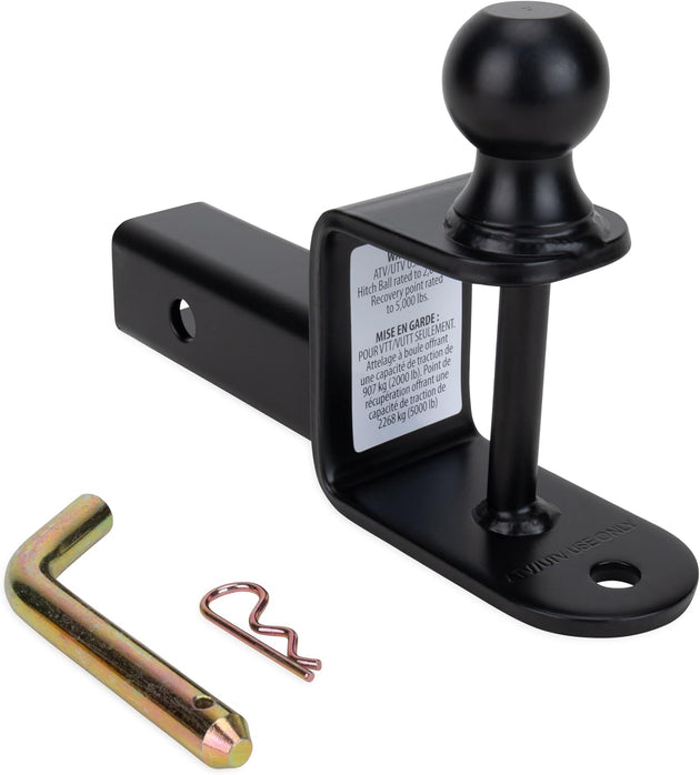 Black Boar UTV ATV Multi-Hitch - Features 2” Hitch Ball, 2” Shank - 6” (L) Shank - Hitch Ball Has 2” Rise & Rated for 2,000Lbs - Use W/Utility Trailers, Tow Straps & Other ATV Accessories (66025)