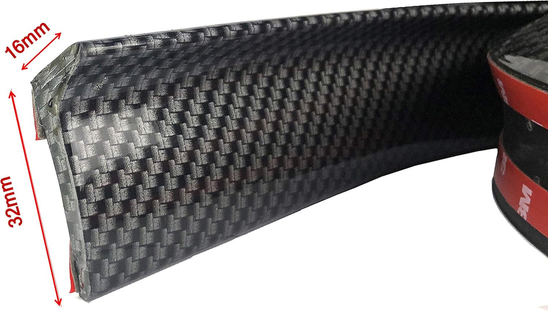 Car Rear Spoiler Trunk Spoiler Lip Kit Universal 4.9FT / 250Cm Length Exterior Rear Strip Splitter Spoiler Side Skirt Rubber Carbon Fiber Black Automotive Accessories