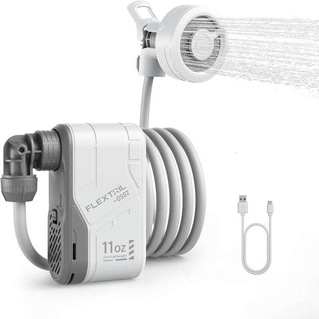 FLEXTAILGEAR MAX Shower Camping Shower Portable Shower, Ultralight Rechargeable Outdoor Shower Pump, Travel Shower with USB-C Water Pump for Hiking, Car Wash, Pet Cleaning, Beach Vacations