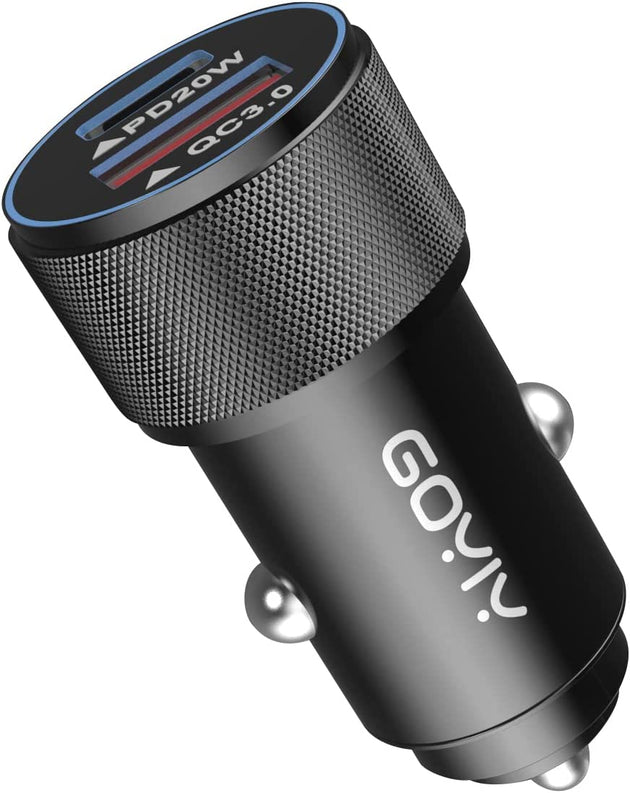 USB C Car Charger, 38W USB C Fast Charging Cigarette Lighter, Metal Fast USB Car Charger Adapter PD20W&QC3.0 18W Compatible with Mobile Phone and Tablets (Cable Not Included)