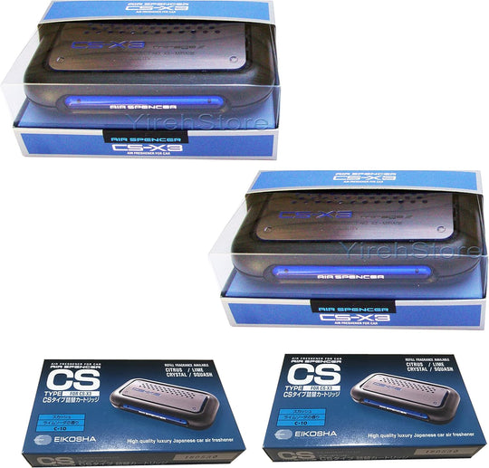 Yirehstore Air Freshener CS-X3 CSX3 Squash Air Spencer Freshener 2 Unit Cases (H4) & 2 Refills (C-10) Eikosha Japan Car Freshener