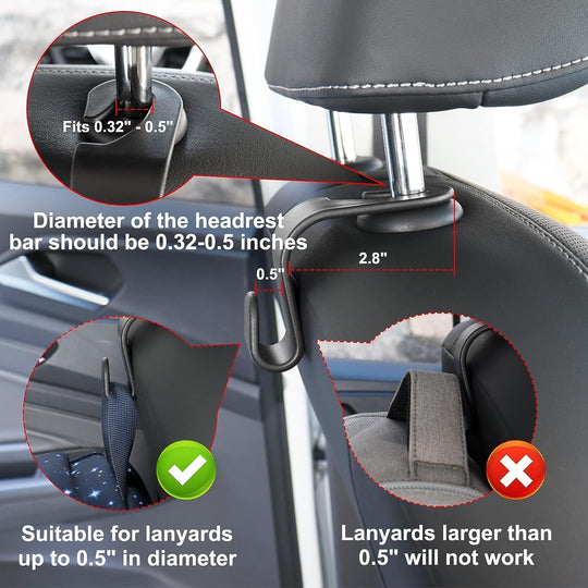 Car Accessories Interior, 4 Pack Car Accessories Include 1 Car Tissue Holder, 1 Car Sunglasses Holder, 2 Car Seat Headrest Hook, Christmas Automotive Car Essentials for Car Sun Visor （Black）