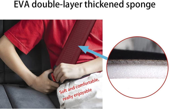 2PCS Car Seat Belt Cover, Soft Shoulder Strap Covers Harness Pads, Safety Leather Seatbelt Comfort Driving Cushion Protect Your Neck and Shoulder Universal for Car, Truck, SUV (Red)