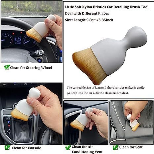 Car Interior Cleaning Soft Brushes， Car Interior Beauty Brush，Car Interior Dusting Brush，Suitable for Cleaning Car Interior or Exterior，Air Conditioning Vents， Leather，Computers (White)