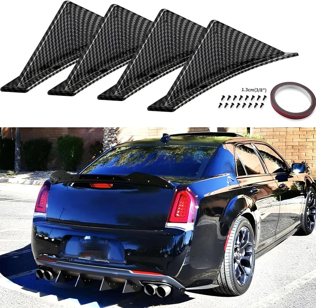 4Pcs Car Rear Lower Bumper Wing Lip Diffuser, Anti-Crash Accessories Spoiler Shark Fin Protector, Rear Bumper Splitter Lip Wing with Screw, Universal Auto Decoration for Car SUV Truck