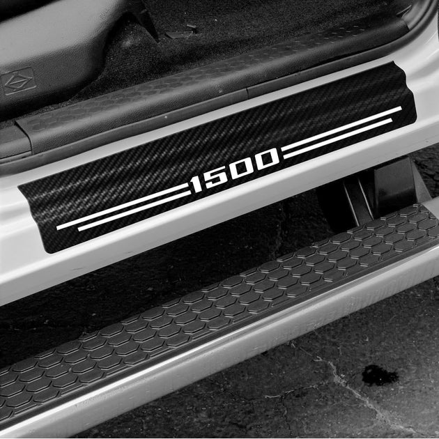 Car Accessories Carbon Fiber Door Sill Scuff Protector Auto Door Entry Guard Scratch Shield Car Door Sill Sticker for Dodge Ram 1500 2012-2022 Auto Accessories (1500, White)