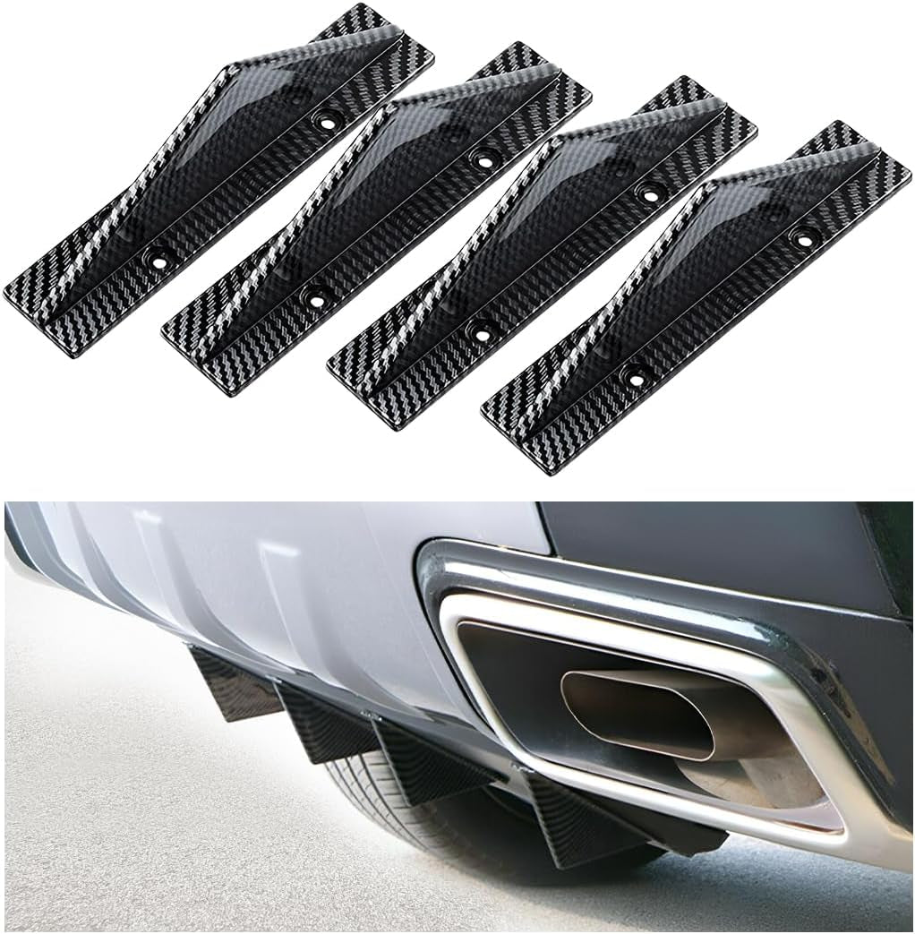 4Pcs Car Rear Lower Bumper Wing Lip Diffuser, Anti-Crash Accessories Spoiler Shark Fin Protector, Rear Bumper Splitter Lip Wing with Screw, Universal Auto Decoration for Car SUV Truck
