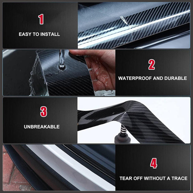 1Pc Car Door Sill Protector Bumper Protector Carbon Fiber Car Wrap Film 5D Automotive Wrap Film Self-Adhesive Anti-Collision Film,Car Door Edge Entry Guards,5D Carbon Fiber Protector Tape,10Cmx3M