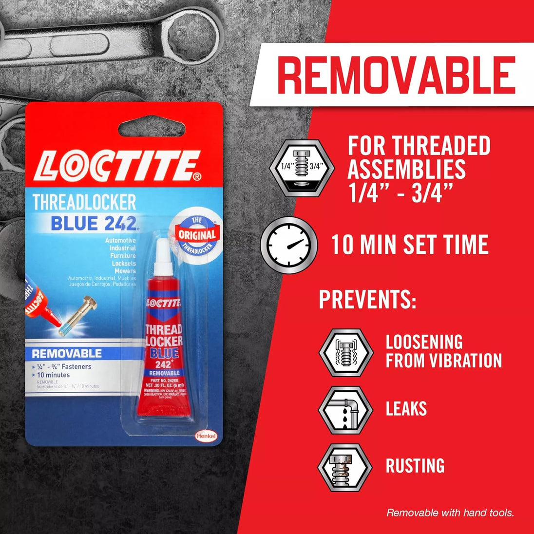 Henkel Loctite Blue 242 Threadlocker 6-Milliliter Tube (209728)