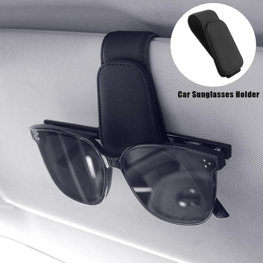 Car Accessories Interior, 4 Pack Car Accessories Include 1 Car Tissue Holder, 1 Car Sunglasses Holder, 2 Car Seat Headrest Hook, Christmas Automotive Car Essentials for Car Sun Visor （Black）