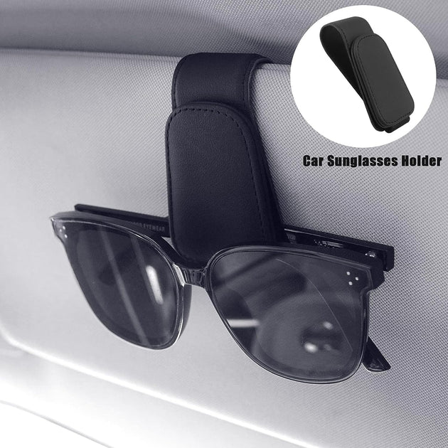 Car Accessories Interior, 4 Pack Car Accessories Include 1 Car Tissue Holder, 1 Car Sunglasses Holder, 2 Car Seat Headrest Hook, Christmas Automotive Car Essentials for Car Sun Visor （Black）