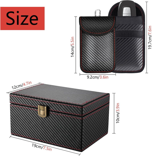 Faraday Box for Car Keys Fob Signal Blocker Keyless Entry Car Key Protector Faraday Cage with 2 Rfid Blocking Pouches Faraday Key Fob Protector for Car Keys Credit Cards Anti-Theft Car Security Device