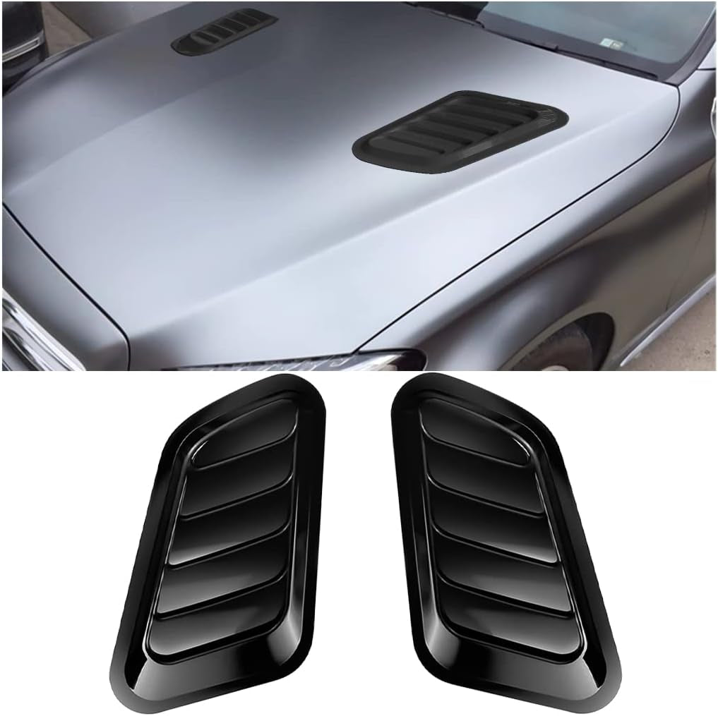 Blilo Car Hood Vents, 2PCS Universal Air Vents for Scoop, Bonnet Vent Intake Trim Cover (Black)