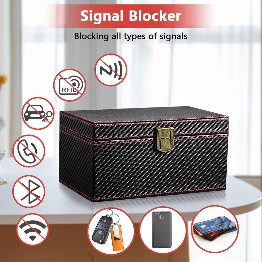 Faraday Box for Car Keys Fob Signal Blocker Keyless Entry Car Key Protector Faraday Cage with 2 Rfid Blocking Pouches Faraday Key Fob Protector for Car Keys Credit Cards Anti-Theft Car Security Device