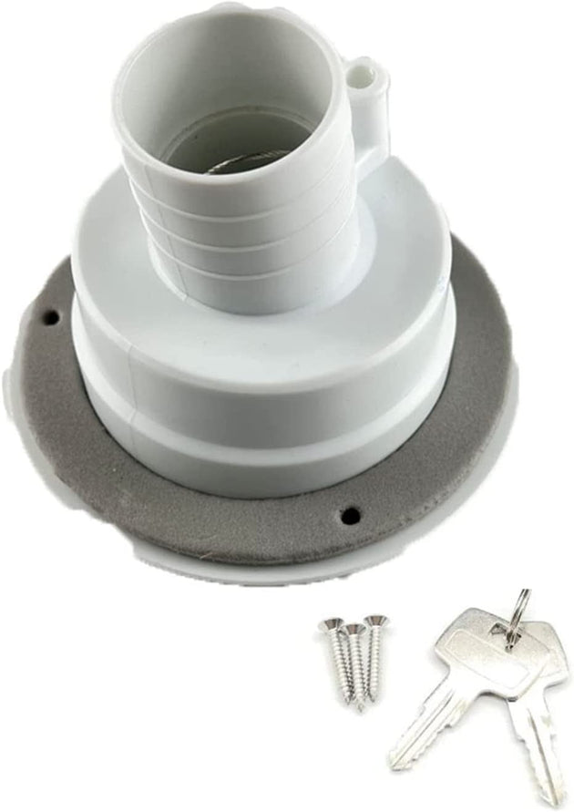 Non-Slip RV Fresh Water Locking Cap Spring and Seal Ring Designed with Inlet Gravity Fresh Water Filling Hatch for Camping Trailer Gravity RV, Motorhome, Touring Car (White)