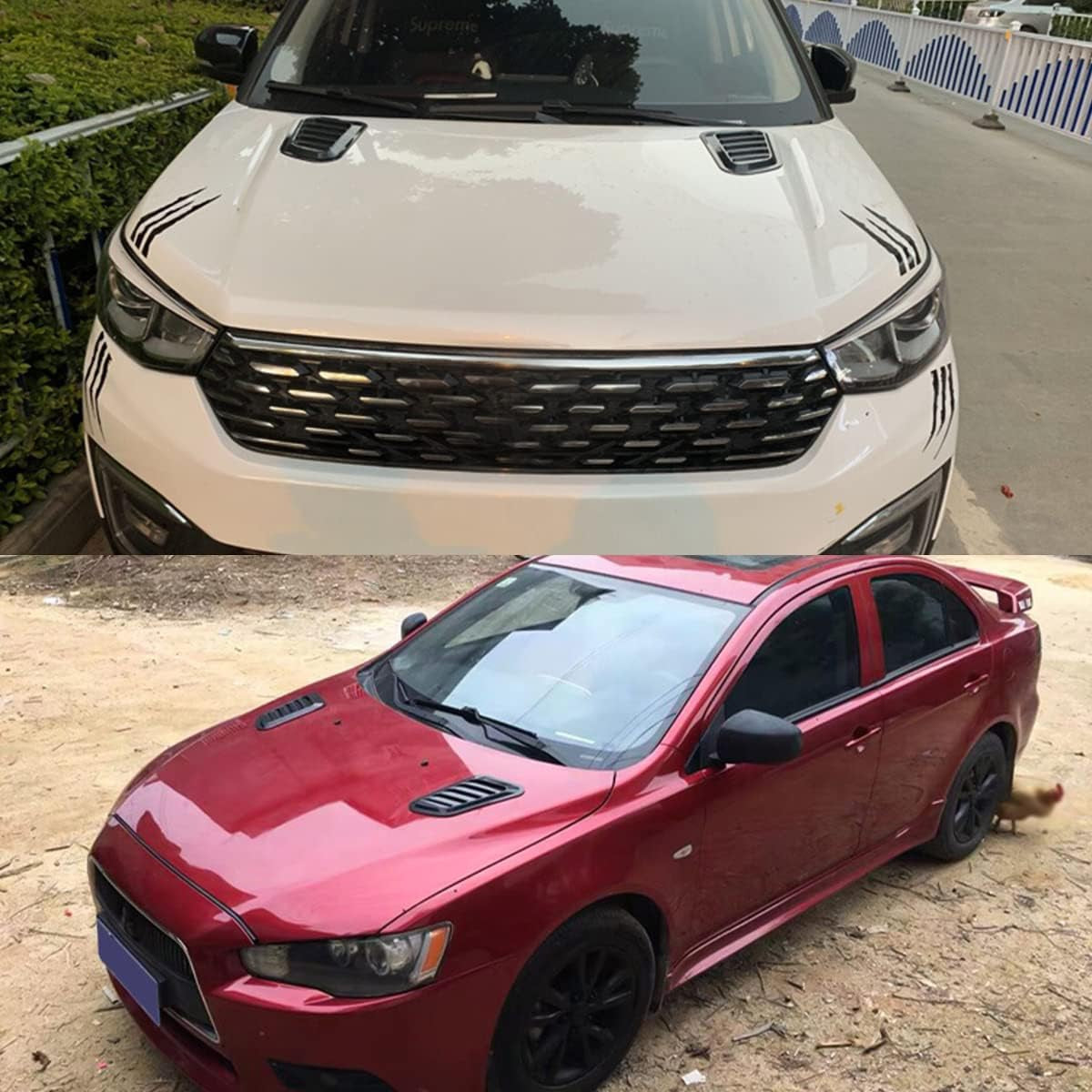 Blilo Car Hood Vents, 2PCS Universal Air Vents for Scoop, Bonnet Vent Intake Trim Cover (Black)