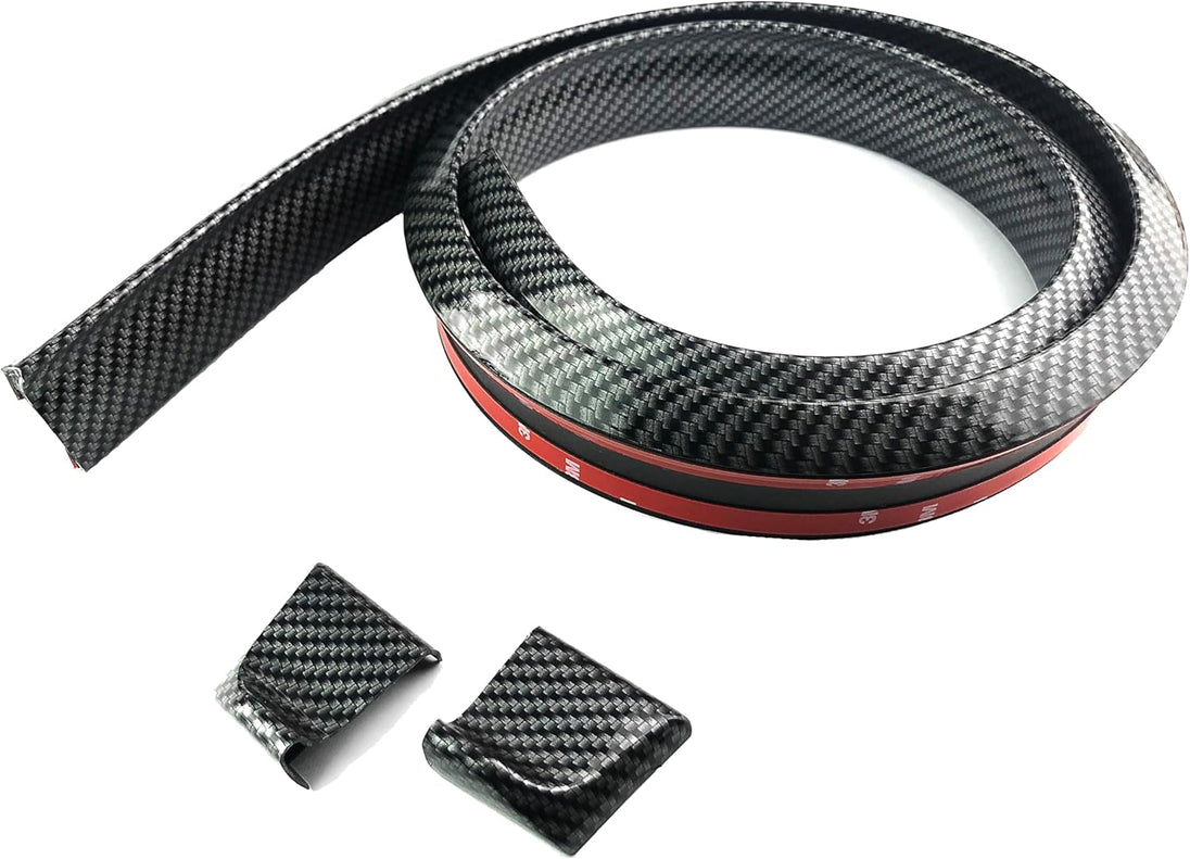 Car Rear Spoiler Trunk Spoiler Lip Kit Universal 4.9FT / 250Cm Length Exterior Rear Strip Splitter Spoiler Side Skirt Rubber Carbon Fiber Black Automotive Accessories