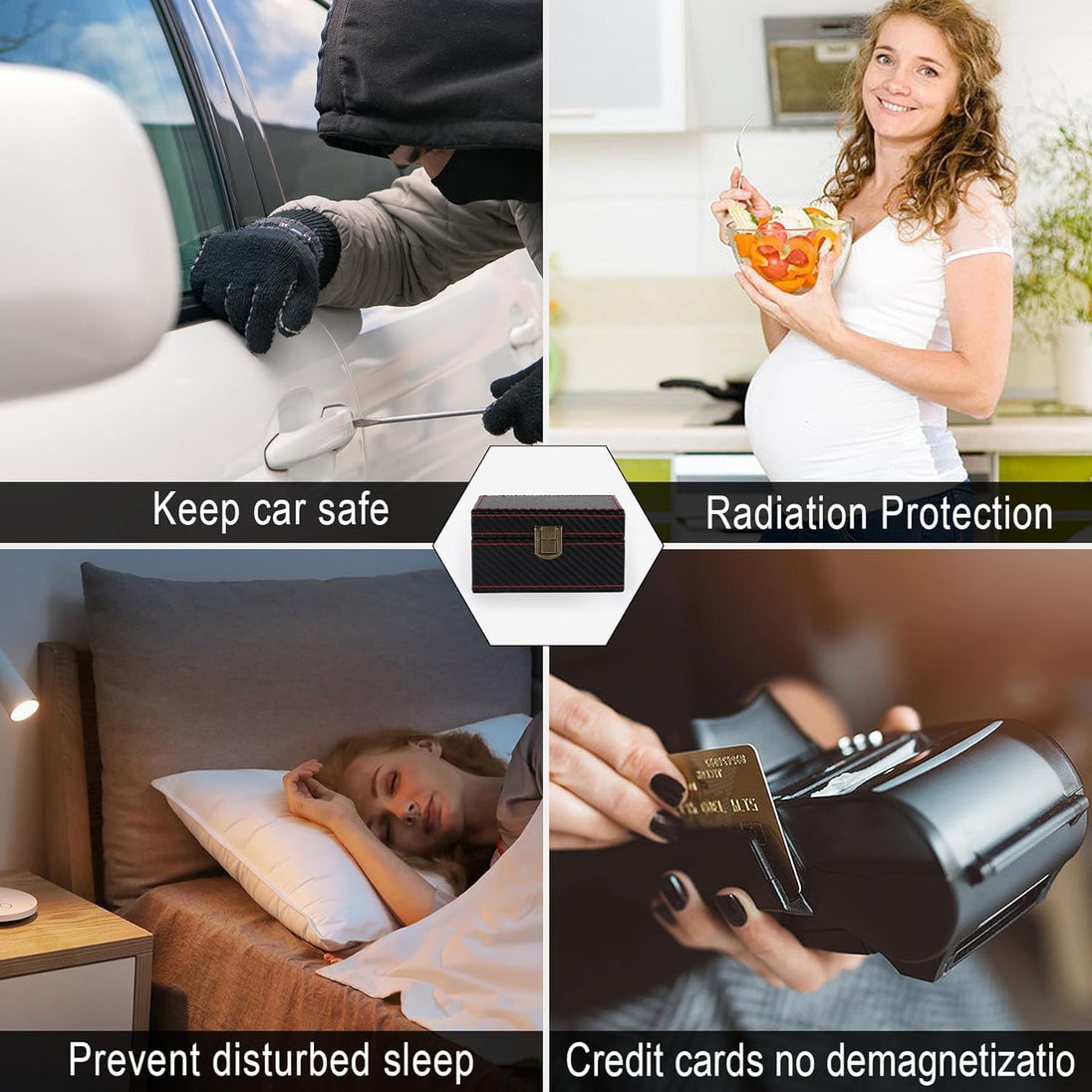 Faraday Box with a Blocker Pouch, Car Key Signal Blocker Box, Keyless Entry RFID Blocking Box, Anti-Theft Faraday Cage,Key Storage Boxes,Safe Secure Box for Remote Smart Keys