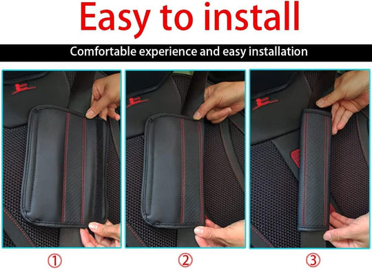 2PCS Car Seat Belt Cover, Soft Shoulder Strap Covers Harness Pads, Safety Leather Seatbelt Comfort Driving Cushion Protect Your Neck and Shoulder Universal for Car, Truck, SUV (Red)