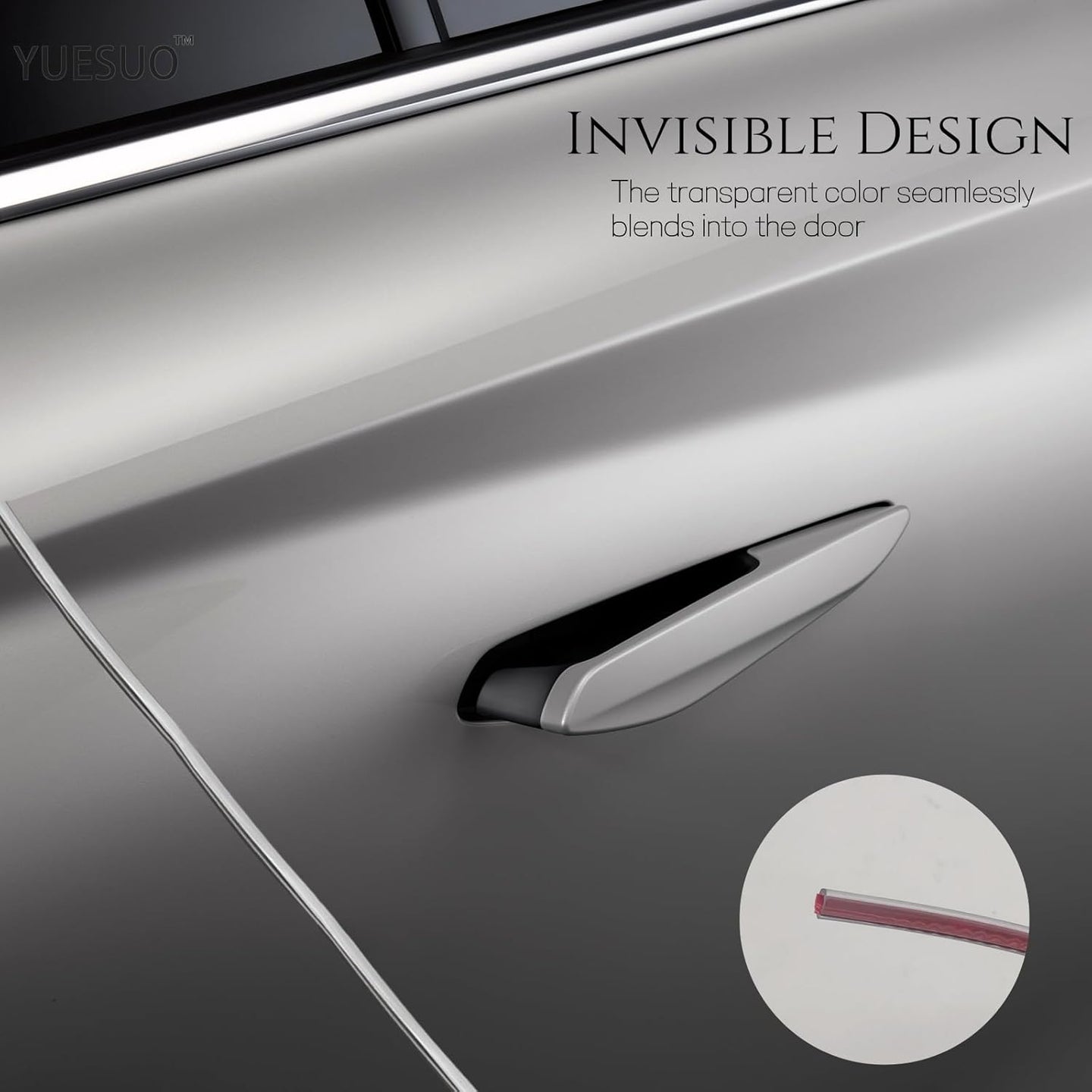 YUESUO Clear Car Door Edge Guards Rubber U Channel Edge Trim 16.4Ft for Most Car No Tools Required (Clear, 16Ft)