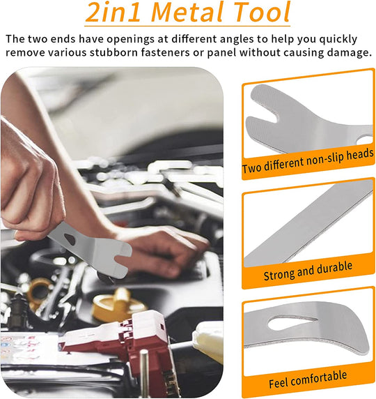 Auto Trim Removal Tools Kit, Wetado 15Pcs Car Panel Removal Tool Interior Trim Kit Fastener Rivet Remover Plastic Pry Tool Set - Removal of Car Door Panels, Fasteners, Molding, Dashboards, Wheel Hubs