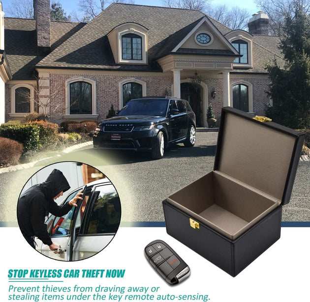 Faraday Box with a Blocker Pouch, Car Key Signal Blocker Box, Keyless Entry RFID Blocking Box, Anti-Theft Faraday Cage,Key Storage Boxes,Safe Secure Box for Remote Smart Keys