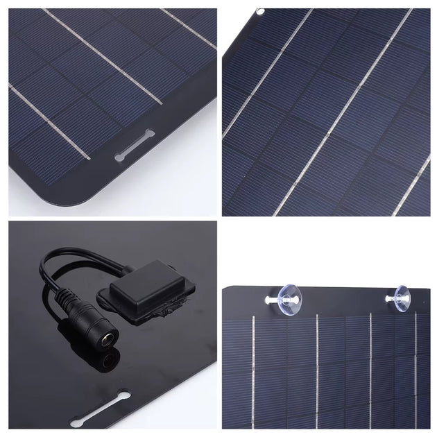 12W Solar Car Battery Charging Kit with Solar Charge Controller Polycrystalline Solar Panel Charger for Car RV Boat Motorcycle