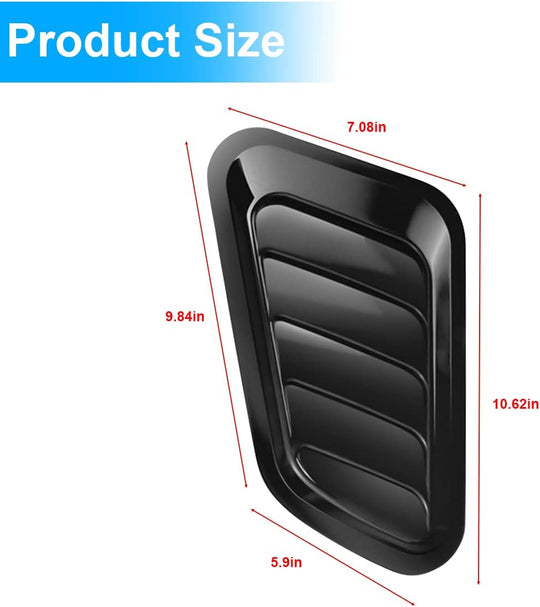 Blilo Car Hood Vents, 2PCS Universal Air Vents for Scoop, Bonnet Vent Intake Trim Cover (Black)
