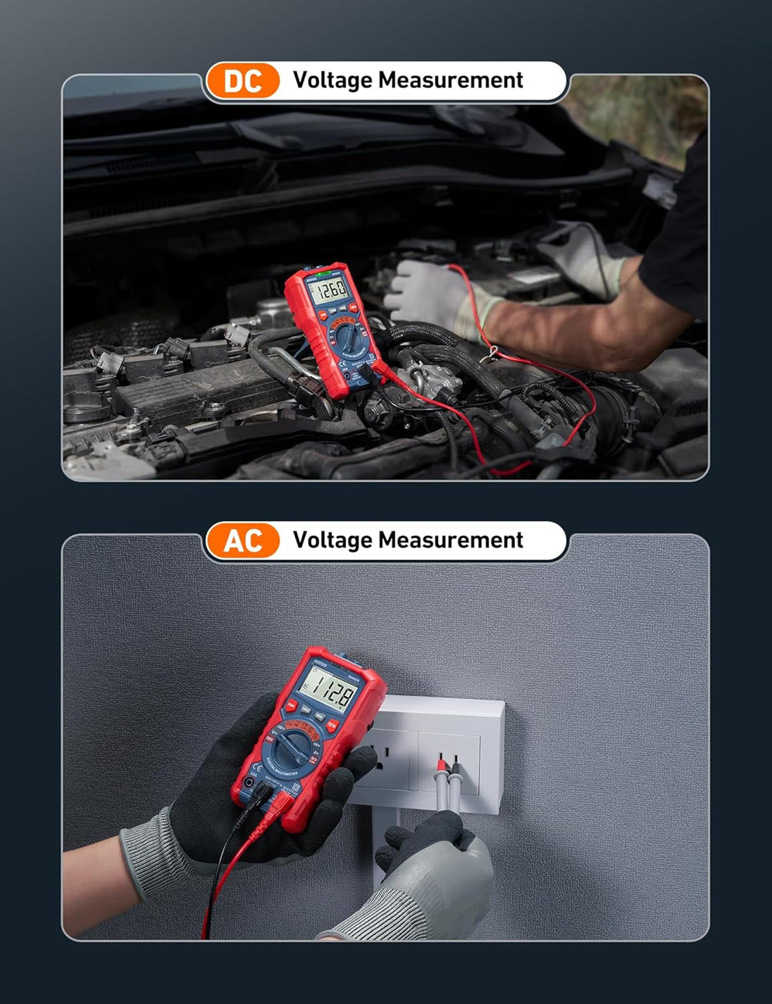 Astroai Multimeter Tester, TRMS 4000 Counts Volt Meter Auto-Ranging Ohmmeter Digital 1.5V/9V/12V Battery Voltage Tester Measure Voltage Current Resistance Diodes Continuity Capacitance with NCV