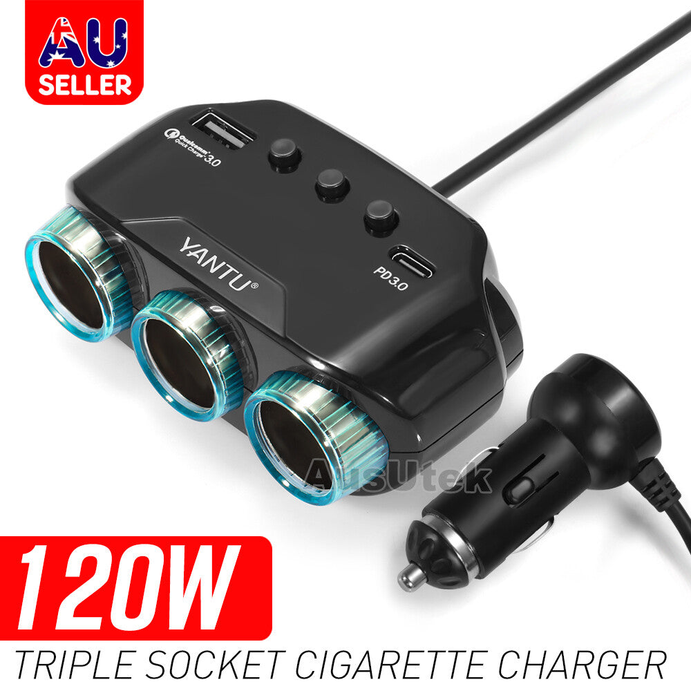 12V DC Car Cigarette Lighter Adapter 2Way Double Plug Socket Charger Splitter