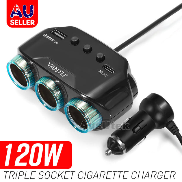 12V DC Car Cigarette Lighter Adapter 2Way Double Plug Socket Charger Splitter